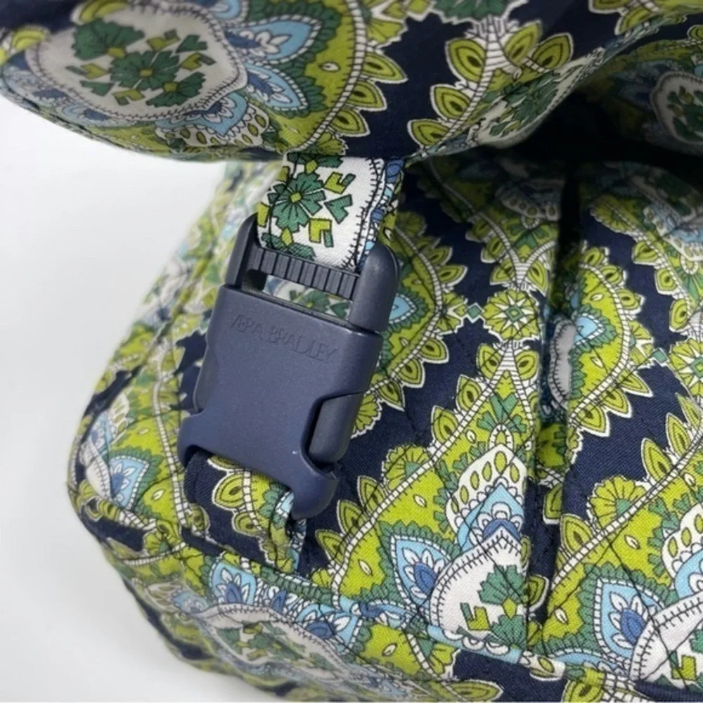 Vera Bradley Laptop Large Messenger Adjustable Wide‎ Strap Greens Blues White - Picture 7 of 14